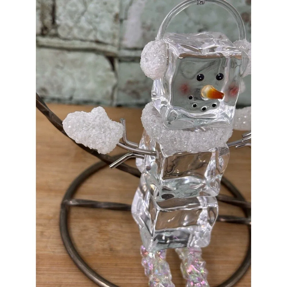 Ice Cube Snowman Acrylic Christmas Ornament Icicle Legs Midwest Of Cannon Falls